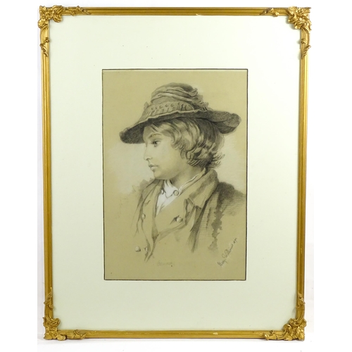 1896 - Mary Williams, 19th century, Pastel on paper, A portrait of a young boy in a hat. Signed and dated 1... 