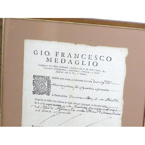 2008 - An 18thC Italian document, dated 1742. Approx. 11 3/4