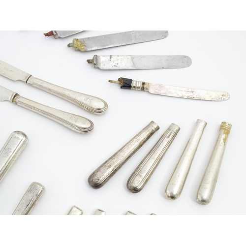 617 - Assorted 19thC silver handled knives to include William IV examples hallmarked London 1842, Victoria... 