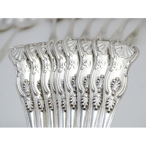 619 - A quantity of assorted silver plate cutlery / flatware to include various spoons, makers to include ... 