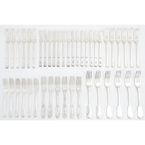 620 - A quantity of silver plated
 cutlery / flatware to include various forks, makers to include Mappin &... 