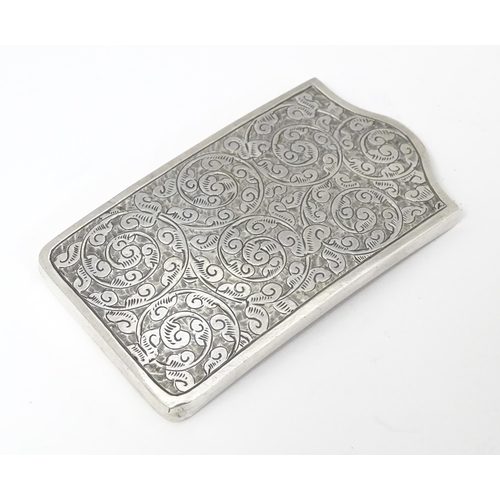 445 - A Victorian silver card case with engraved acanthus scroll detail, hallmarked Birmingham 1894, maker... 