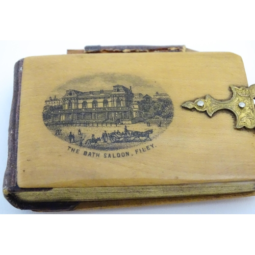 1180 - A 19thC Mauchline ware aide de memoire / notebook with miniature pencil, the vignette depicting The ... 