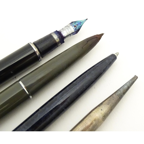 1186 - A silver Yard o' Led propelling pencil (hallmarked London 1945 maker Johnson, Matthey & Co) together... 