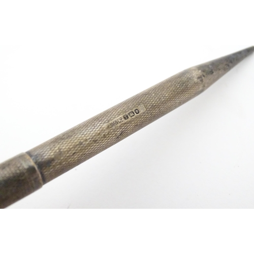 1186 - A silver Yard o' Led propelling pencil (hallmarked London 1945 maker Johnson, Matthey & Co) together... 