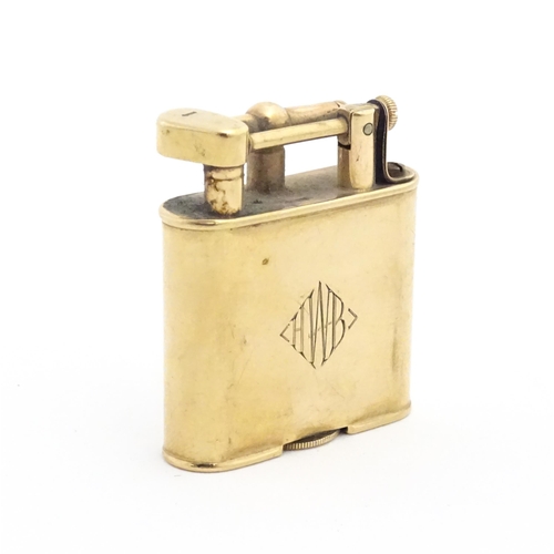 1196 - A Dunhill 9ct gold pocket lighter, stamped underside 'Dunhill Unique Lighter - Pat 143752' and hallm... 