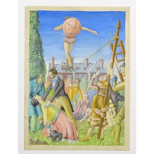 1861 - Ronald William ( Josh ) Kirby (1928-2001), British commercial artist, Watercolour on paper, A tightr... 