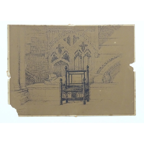 1865 - 19th century, Pencil and chalk, La Porte Marechale, Bruges. Signed and dated (18)95 lower right. Tog... 