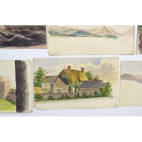 1866 - A quantity of assorted 19th century watercolours and drawings, to include Welsh mountain landscapes,... 