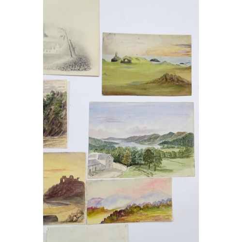 1866 - A quantity of assorted 19th century watercolours and drawings, to include Welsh mountain landscapes,... 