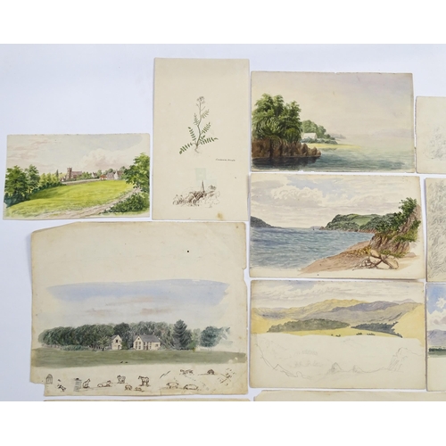 1866 - A quantity of assorted 19th century watercolours and drawings, to include Welsh mountain landscapes,... 