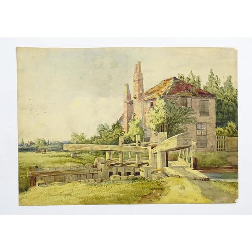 1867 - 19th century, Watercolours, Three landscapes comprising a lock near Henley signed E. W. Cooke 1846, ... 