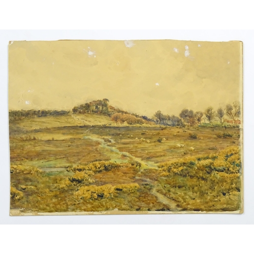 1868 - Arthur George Bell (1849-1916), Watercolour, A Moorland landscape with sheep. Signed lower right. Ap... 