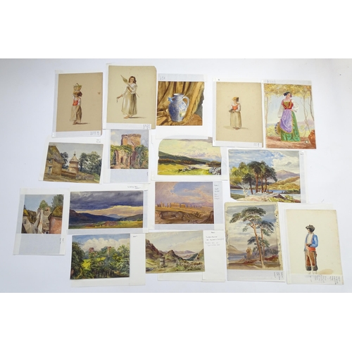 1878 - A quantity of 19th century watercolours, to include various scenes depicting Scotland,
Italy and Spa... 