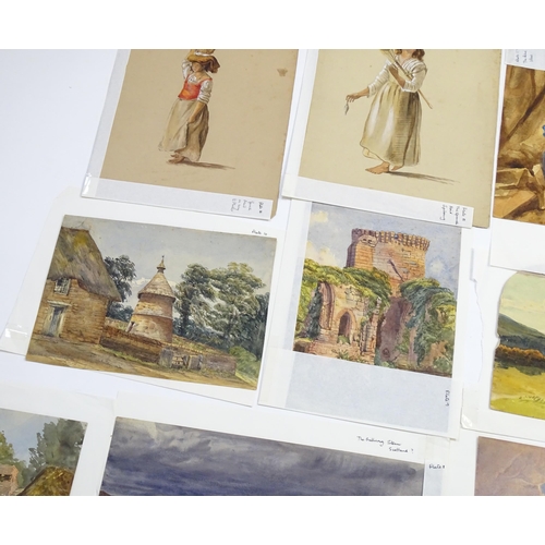 1878 - A quantity of 19th century watercolours, to include various scenes depicting Scotland,
Italy and Spa... 