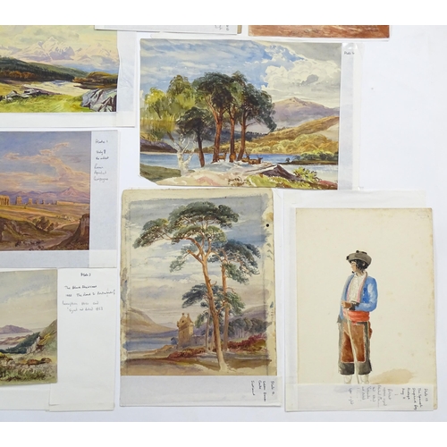 1878 - A quantity of 19th century watercolours, to include various scenes depicting Scotland,
Italy and Spa... 