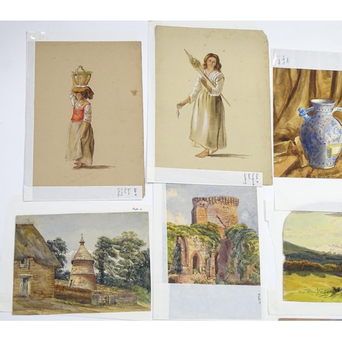 1878 - A quantity of 19th century watercolours, to include various scenes depicting Scotland,
Italy and Spa... 