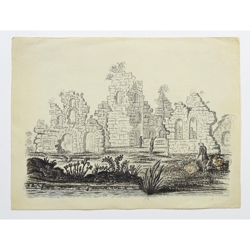 1880 - Early 19th century, Ink and watercolour, The ruins of the old Cistercian monastery Deer Abbey, Scotl... 