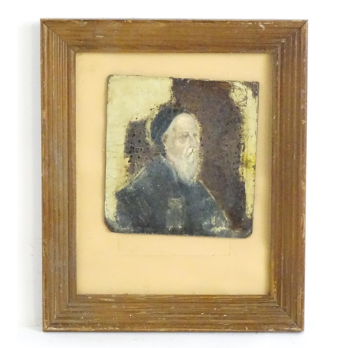 1709 - 19th century, Oil on board, A portrait of an elderly gentleman wearing black robes and cap. Approx. ... 