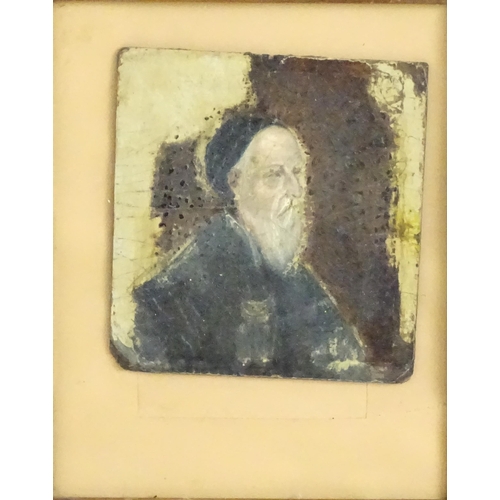 1709 - 19th century, Oil on board, A portrait of an elderly gentleman wearing black robes and cap. Approx. ... 