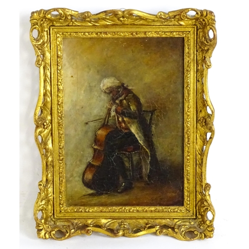 1710 - Florence Pash, 19th century, Oil on canvas, The Cellist, A portrait of a seated musician playing the... 