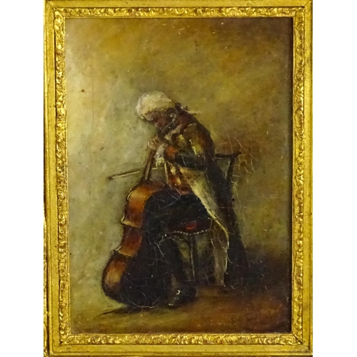 1710 - Florence Pash, 19th century, Oil on canvas, The Cellist, A portrait of a seated musician playing the... 