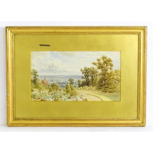 1825 - Henry Bowser Wimbush (1861-1943), Watercolour, View from Terrace - Harrow, An English country landsc... 