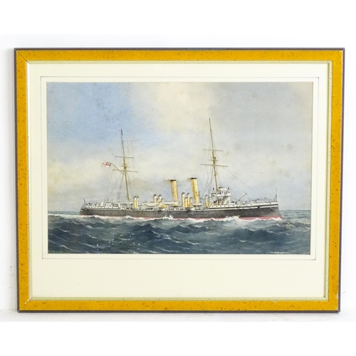 1827 - William MacKenzie Thomson (1840-1905), Watercolour, HMS Patroclus, Steam ship / ocena liner. Signed ... 