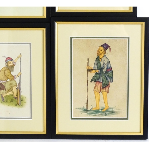 1831 - Indo-Persian School, Gouaches, Four portraits, to include a portrait of a gentleman wearing a turban... 