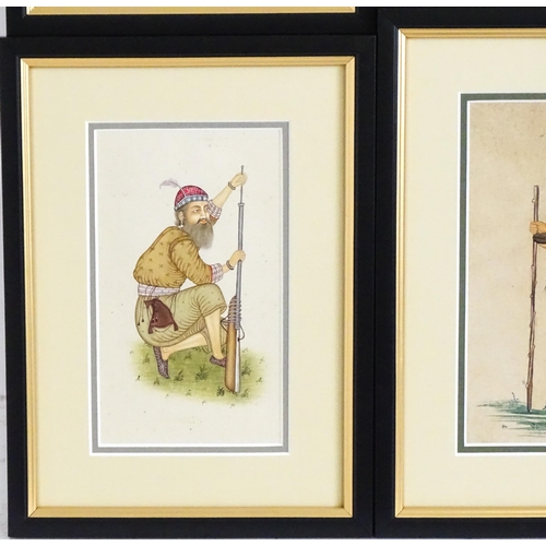 1831 - Indo-Persian School, Gouaches, Four portraits, to include a portrait of a gentleman wearing a turban... 