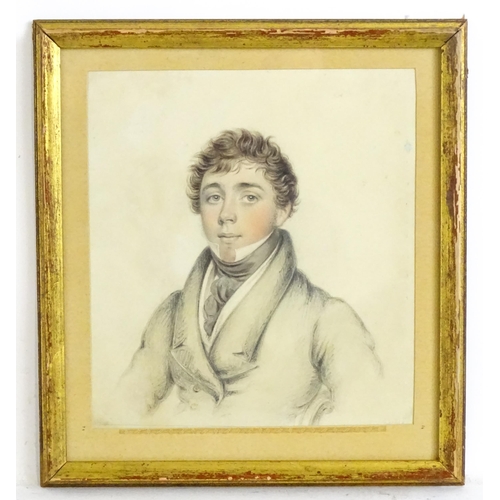 1832 - Late 18th / Early 19th century, Watercolour and pencil, A portrait of a young gentleman. Approx. 8