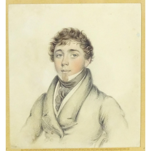 1832 - Late 18th / Early 19th century, Watercolour and pencil, A portrait of a young gentleman. Approx. 8