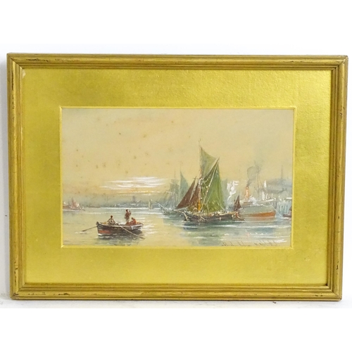 1833 - Robert Malcolm Lloyd (1859-1907), Watercolour and gouache, Shoreham Harbour with shipping. Signed an... 