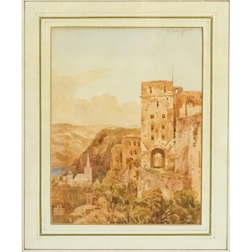 1839 - Rev. John Louis Petit (1801-1868), Watercolour, Rheinfels Castle, Germany. Titled upper right and si... 