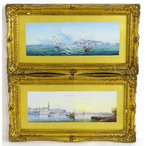 1846 - Manner of Luigi Maria Galea, Maltese School, Watercolour and gouache, A pair, the Grand Harbour with... 