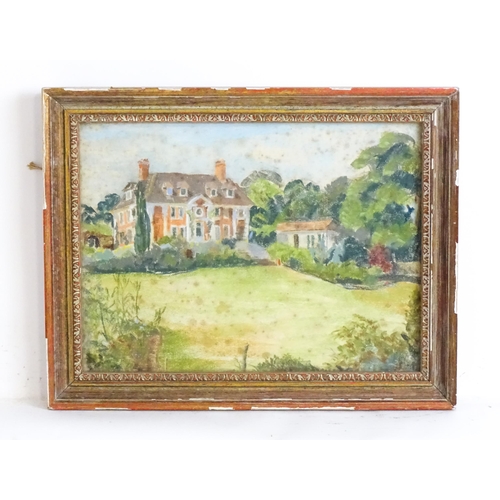 1899 - 20th century, Pastel, A country house and garden. Bears Rowley Gallery label verso. Approx. 11 3/4