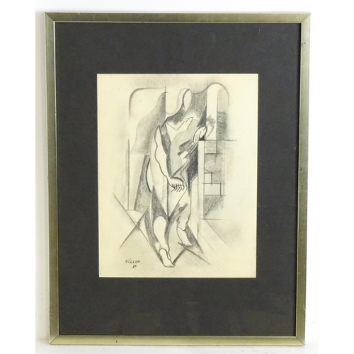 1902 - Manner of Jacques Villon, Charcoal, An abstract  / Cubist figure. Signed Villon and dated (19)30 low... 