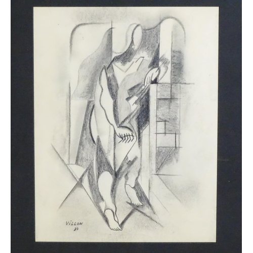 1902 - Manner of Jacques Villon, Charcoal, An abstract  / Cubist figure. Signed Villon and dated (19)30 low... 