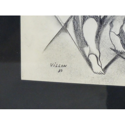 1902 - Manner of Jacques Villon, Charcoal, An abstract  / Cubist figure. Signed Villon and dated (19)30 low... 