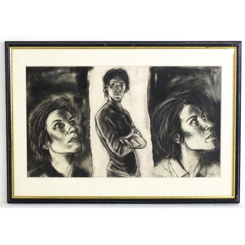 1905 - John Tatchell Freeman (b. 1958), Charcoal on paper, Three portrait studies of Vivian Durante
Signed ... 