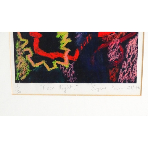 1927 - Eugene Power, 20th century, Limited edition prints, Neon Nights, and Moon Street. Signed, dated and ... 