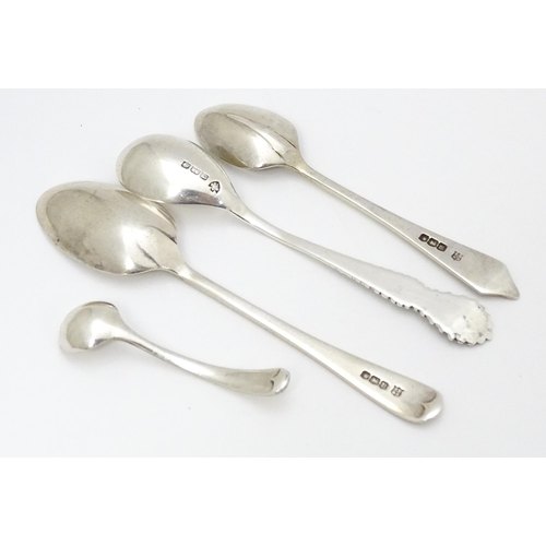 383 - Assorted spoons to include a silver teaspoon hallmarked Sheffield 1930,  maker Thomas Bradbury & Son... 