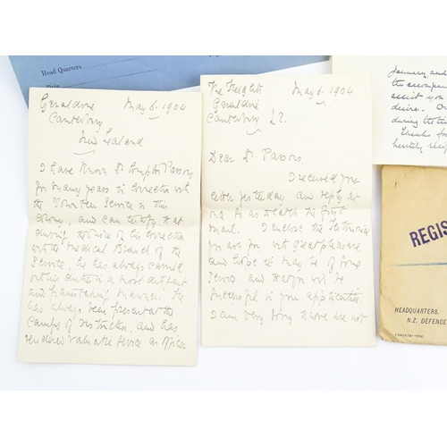 1998 - Militaria: a quantity of ephemera relating to Lieutenant-Colonel Henry 'Harry' Compton Parsons MD, N... 