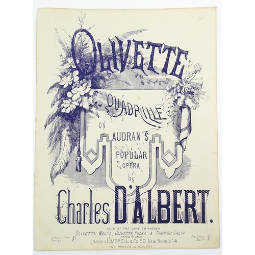 2005 - Nine late 19th / early 20thC sheet music covers with colour lithograph detail to include Pretty Kitt... 