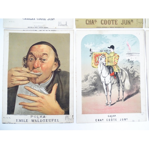 2005 - Nine late 19th / early 20thC sheet music covers with colour lithograph detail to include Pretty Kitt... 