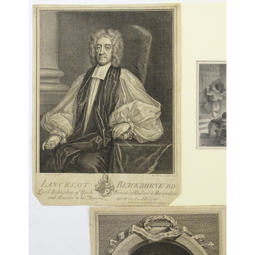 1974 - A quantity of assorted 18th century and later portrait engravings to include a portrait of Benjamin ... 