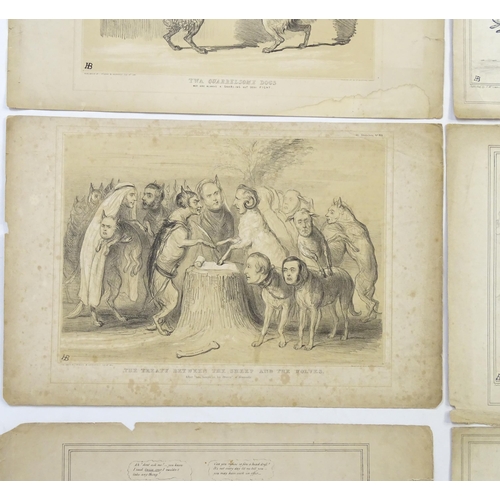 1975 - After John Doyle - Also known as HB (1797-1868), Six lithographs, Depicting political / satirical ca... 