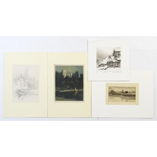 1976 - Four assorted 20th century prints comprising a colour aquatint titled Reflecting Sail by Joseph Kirk... 