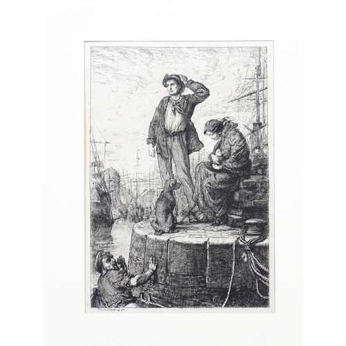 1977 - Four 19th century and later etchings comprising The Billet-Doux by William F. Harber (1848-1925) sig... 