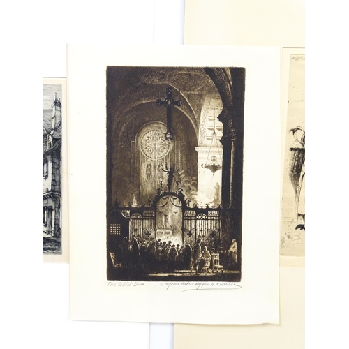 1977 - Four 19th century and later etchings comprising The Billet-Doux by William F. Harber (1848-1925) sig... 